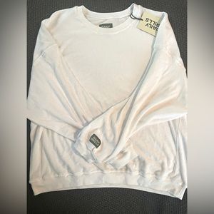 Daily Drills Terry Oversized Crew, White